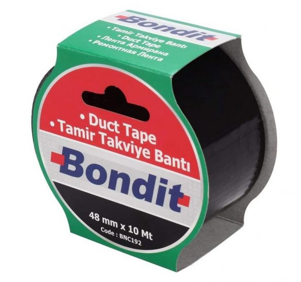 Bondit Duct Tape Takviye Tamir Bandı Siyah 48 mm x 10 Metre ürün görseli 1