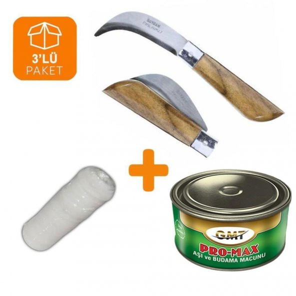 Bayram Aşı Bıçağı 22 cm No:3 + Aşı Macunu + Aşı Bandı (3lü Paket) ürün görseli 1