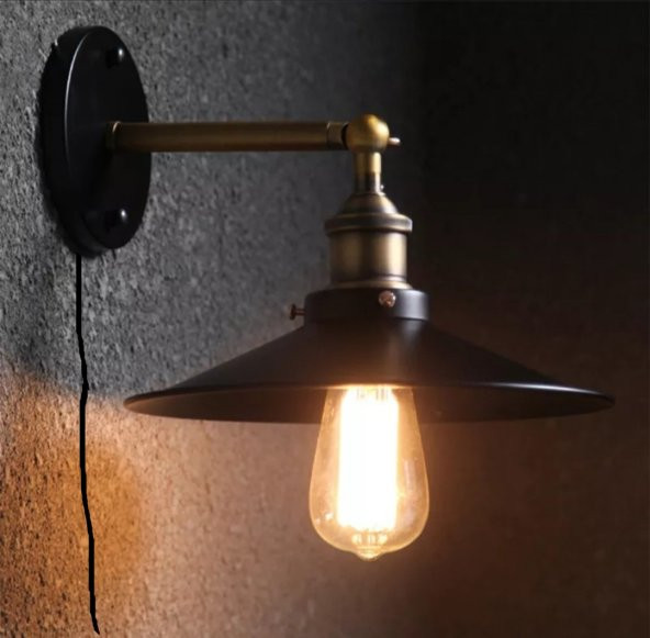 mylights  vinage kablolu anahtarlı fişil yatak başı duvar aplik  gece lambası okuma lambası ürün görseli 1