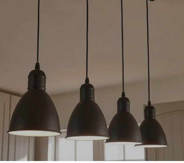 mylights  retro  rustik  masa üstü  dörtlü metal avize   100CM SİYAH TABAN ürün görseli 1