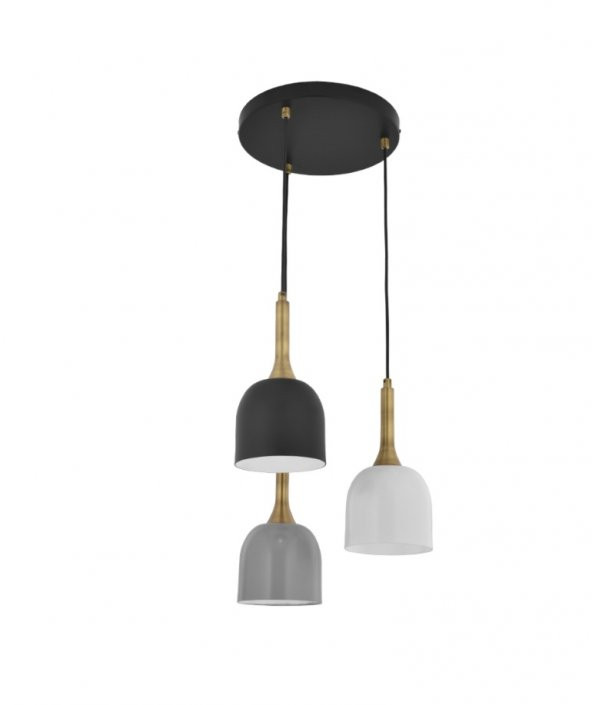 MYLİGHTS  RETRO  RUSTİK  VİNTAGE  MODERN  SPOR  ÜÇLÜ METAL SARKIT AVİZE ürün görseli 1