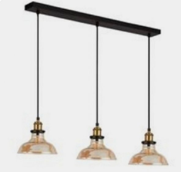 mylights  retro  üçlü masa üstü vintage rustik camlı avize 100 cm kasa ürün görseli 1