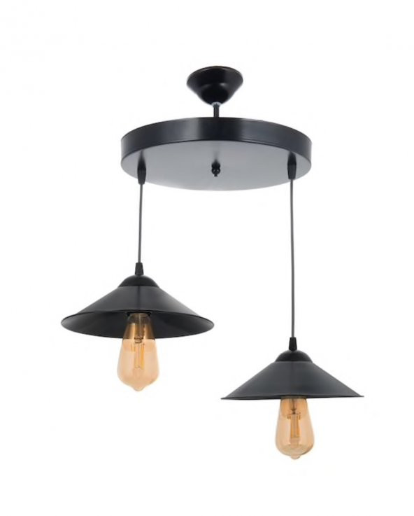 MYLİGHTS  RETRO METAL SARKIT İKİLİ MAT SİYAH AVİZE ürün görseli 1