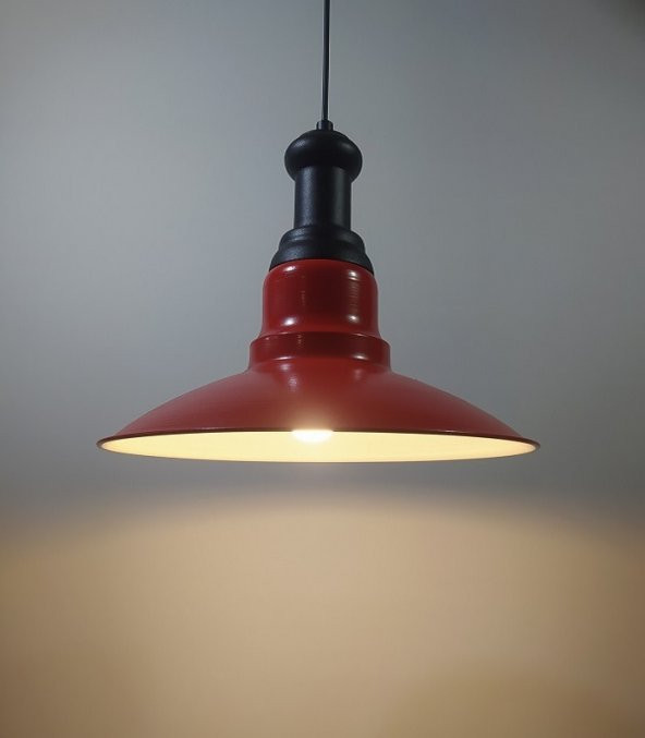MYLİGHTS  VİNTAGE RETRO RUSTK METAL KIRMIZI SARKIT AVİZE SİYAH ASKILI ürün görseli 1