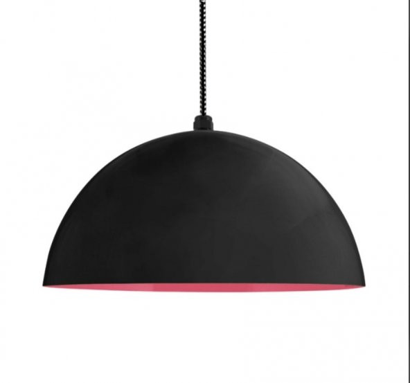 MYLİGHTS  RETRO RUSTİK  METAL SİYAH  İÇİ  KIRMIZI  METAL SARKIT AVİZE 30 CM ürün görseli 1