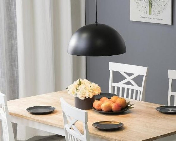 MYLİGHTS  VİNTAGE RUSTİK RETRO 40 CM METAL SARKIT  AVİZE  SİYAH  İÇİ BEYAZ ürün görseli 1
