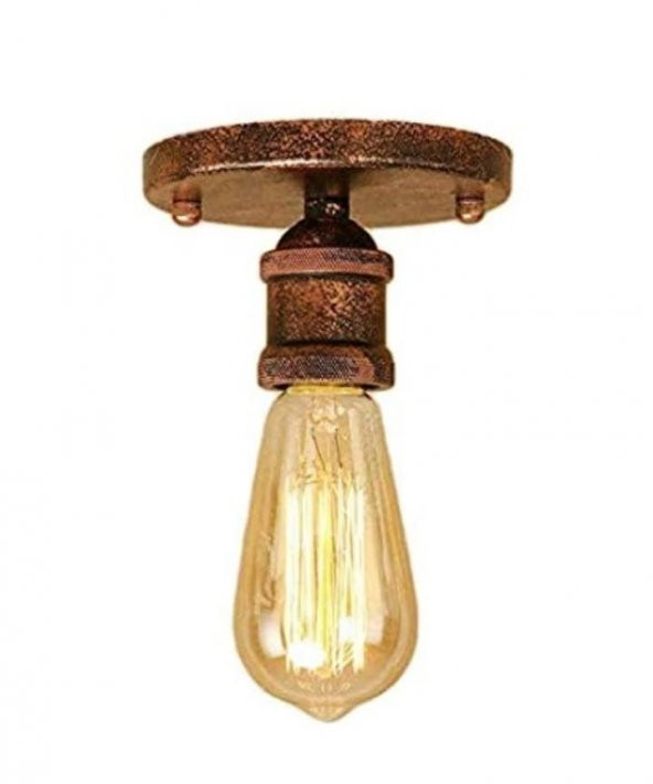 MYLİGHTS BAKIR ESKİTME PATİNALI TAVAN AVİZE APLİK ARMATÜ ESKİTME BAKIR  EN  10CM YÜKSEKLİK 10 CM ürün görseli 1