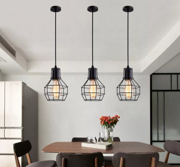 MYLİGHTS RETRO RUSTİK METAL KAFES SARKIT AVİZE  VİNTAGE AVİZE TEKLİ TEK FİYATIDIR ürün görseli 1