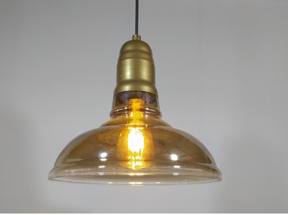 MYLİGHTS  RETRO RUSRİK  VİNTAGE   TEKLİ  CAM SARKIT AVİZE EN  28/30 CM ürün görseli 1