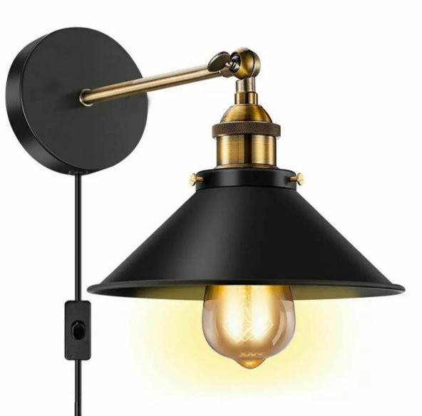 MYLİGHTS RETRO  RUSTİK METAL APLİK MAFSALI APLİK KABLO ANAHTARLI APLİK ürün görseli 1