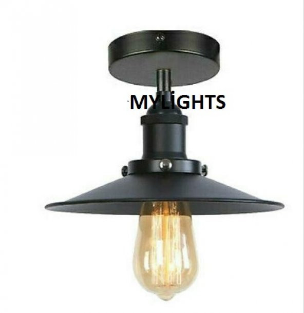 MYLİGHTS  RETRO  MAT SİYAH   RUSTİK VİNTAGE  TAVAN AVİZE TAVAN ARMATÜR  KOPLE METAL ÜRÜNDÜR  EN 22CM ürün görseli 1