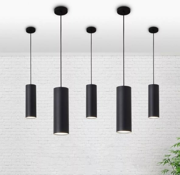 MYLİGHTS  RETRO  SİYAH  GU10 DUYLU LED SARKIT  METAL SARKIT AVİZE MASA  ÜSTÜ SARKIT AMPUL DAHİLDİR ürün görseli 1