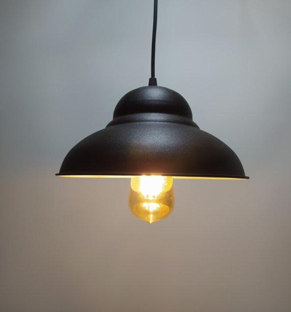 MYLİGHTS RETRO RUSTİK  VİNTAGE METAL SAKIR AVİZE SİYAH İÇİ ALTIN ürün görseli 1