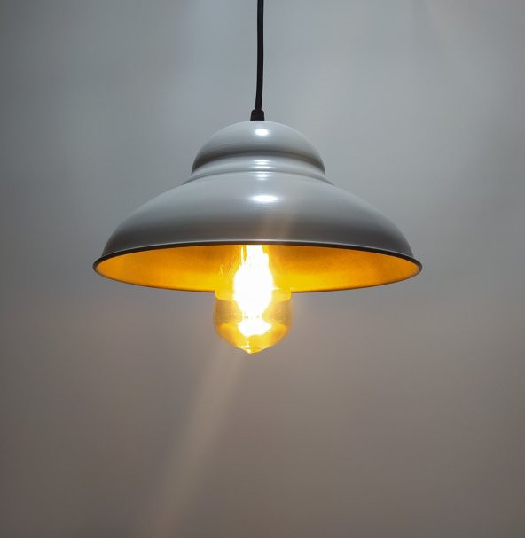 MYLİGHTS RETRO RUSTİK  VİNTAGE METAL SARKIT AVİZE BEYAZ  İÇİ ALTIN ürün görseli 1