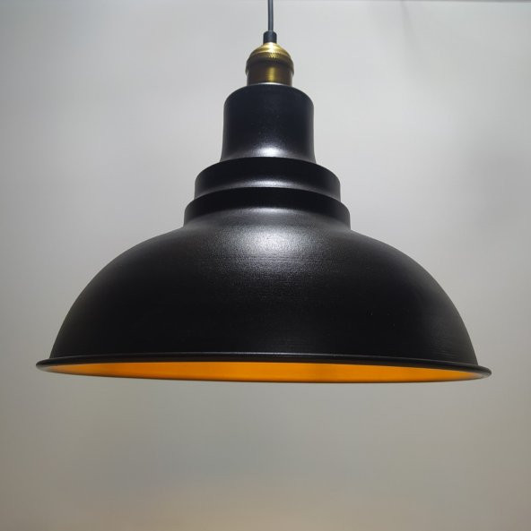 MYLİGHTS RETRO RUSTİK METAL SARKIT AVİZE ESKİTME DUYLU  SİYAH  İÇİ ALTIN ürün görseli 1