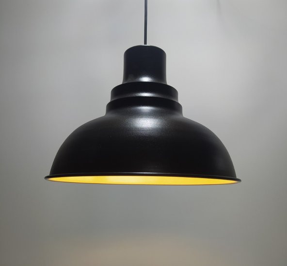 MYLİGHTS RETRO RUSTİK SİYAH  İÇİ ALTIN METAL SARKIT AVİZE ürün görseli 1