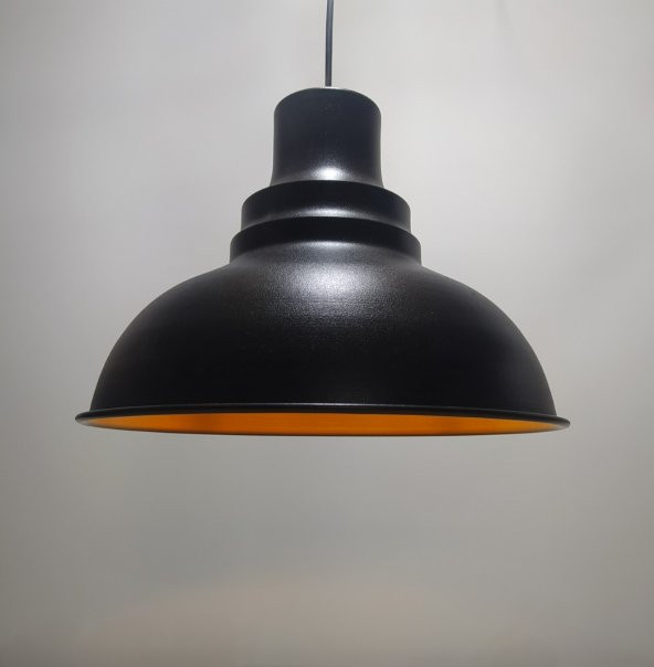 MYLİGHTS RETRO RUSTİK METAL SARKIT AVİZE SİYAH  İÇİ BAKIR ürün görseli 1