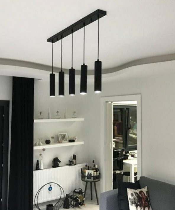 MYLİGHTS  RETRO   RUSTİK  SIRALI MASA ÜSTÜ BEŞLİ SARKIT AVİZE  GU10  LED ampul. Gün isigi dahildir ürün görseli 1