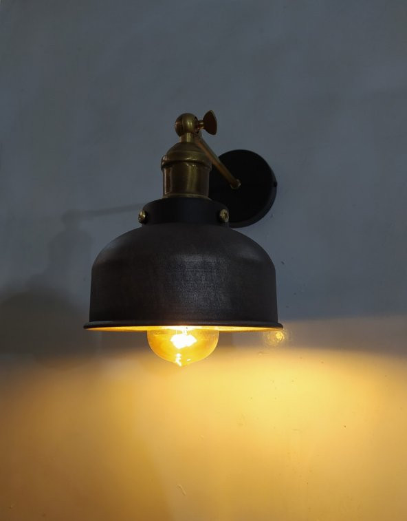 MYLİGHTS RETRO RUSTİK ANTİRASİT BAŞLIKLI APLİK DUVAR   LAMBASI - Resim 2