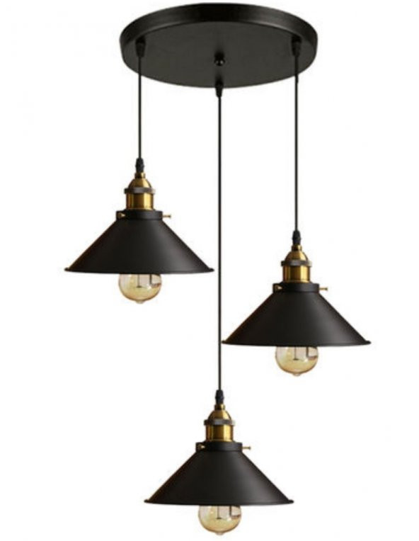 MYLİGHTS  RETRO  RUSTİK  SARKIT AVİZE METAL ÜÇLÜ ürün görseli 1