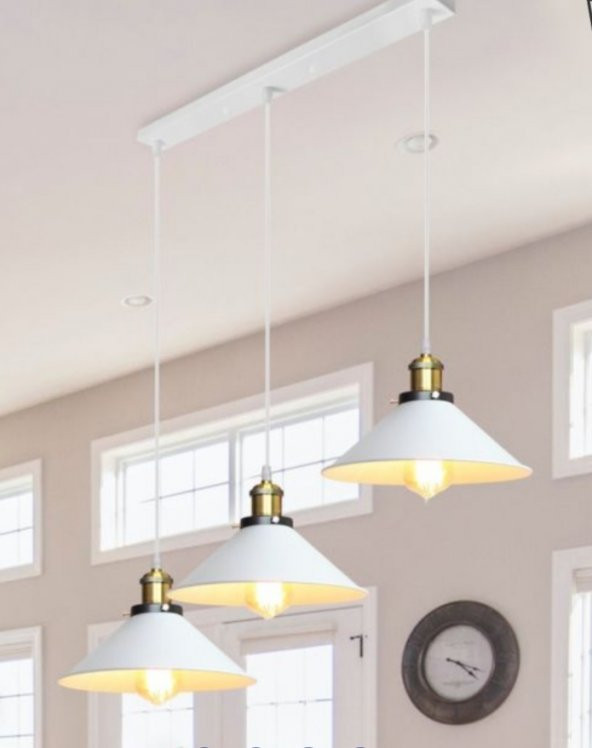 mylights  retro rustik  üçlü sarkıt sıralı avize  60 cm en masa üstü ürün görseli 1
