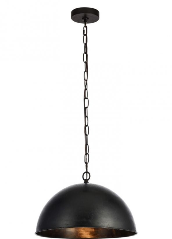 MYLİGHTS  RETRO RUSTİK  METAL SARKIT AVİZE SİYAH  İÇİ ESKİTME PATİNALI  EN  40 CM ürün görseli 1