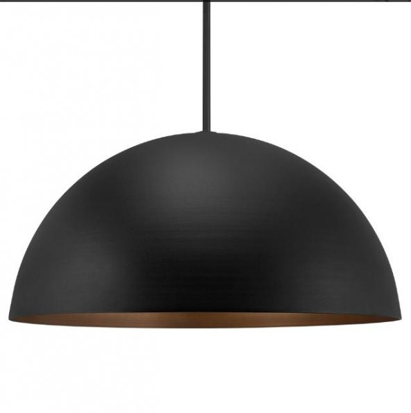 MYLİGHTS  RETRO  50CM  METAL RUSTİK AVİZE SİYAH  İÇİ BAKIR  PLOFONYER AVİZE ürün görseli 1