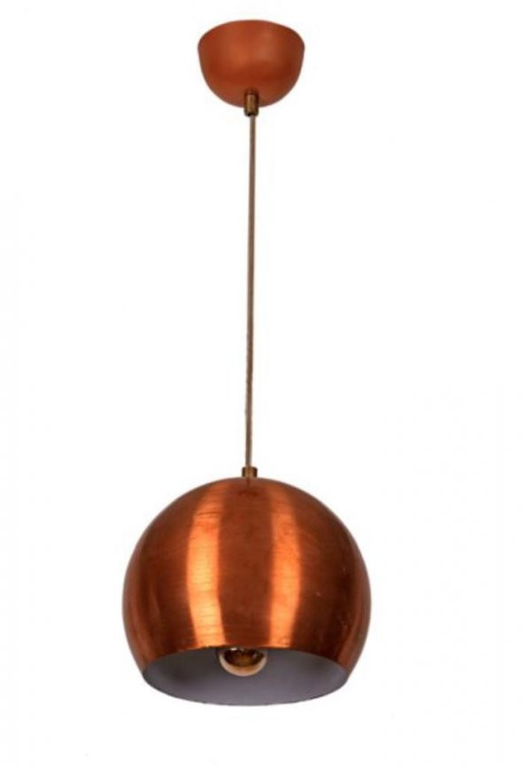MYLİGHTS 20 LİK METAL GLOP  BAKIR  İÇİ BEYAZ SARKIT RETRO RUSTİK AVİZE  20 CM ürün görseli 1