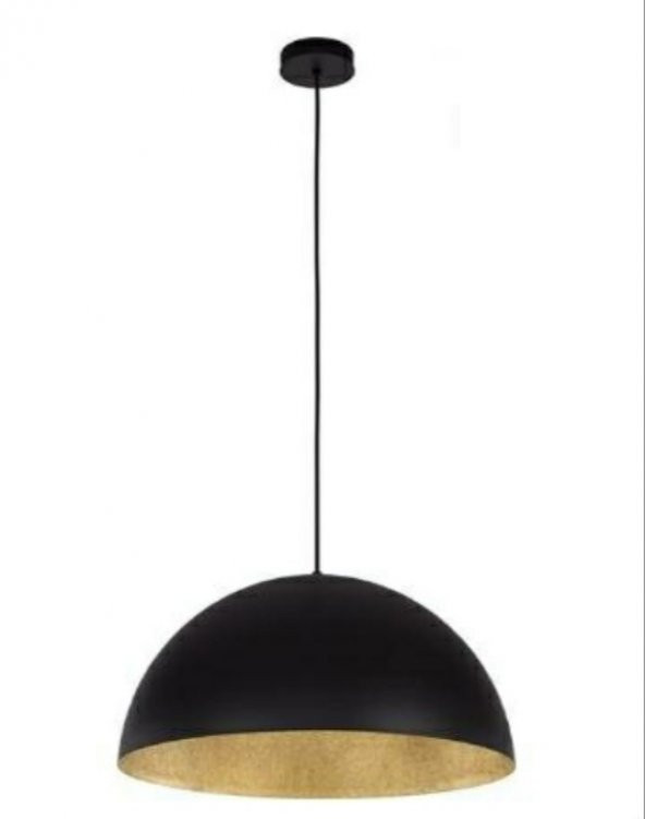 MYLİGHT  METAL SARKIT AVİZE SİYAH  İÇİ ALTIN  RUSTİK RETRO TEKLİ  AVİZE 40 CM ürün görseli 1