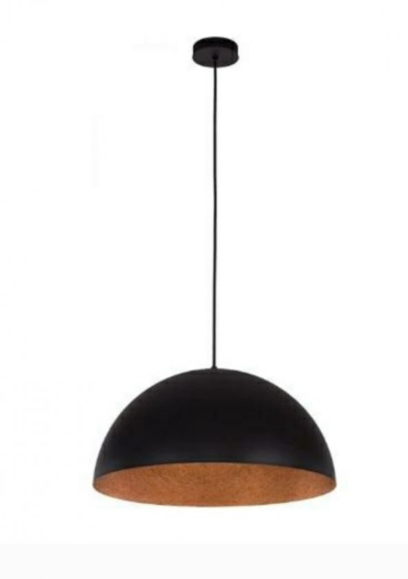 MYLİGHTS RETRO RUSTİK SİYAH  İÇİ BAKIR METAL SARKIT AVİZE   40  CM ürün görseli 1