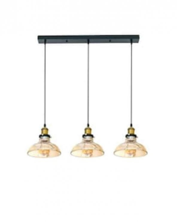 MYLİGHTS   retro rustik  sıralı üçlü bal camlı  sarkıt  masa üstü avize 60 cm  en ürün görseli 1