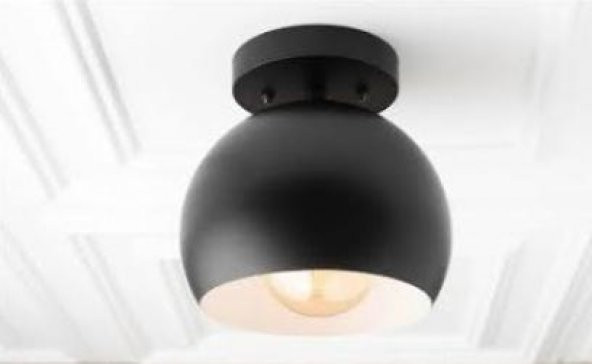 MYLİGHTS RETRO SİYAH KÜRE TAVAN AVİZE PLOFONYER 20 CM EN ürün görseli 1