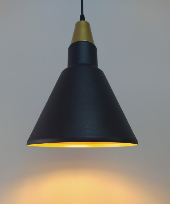 MYLİGHTS  SİYAH  İÇİ ALTIN METAL SARKIT AVİZE RUSTİK TEKLİ ürün görseli 1