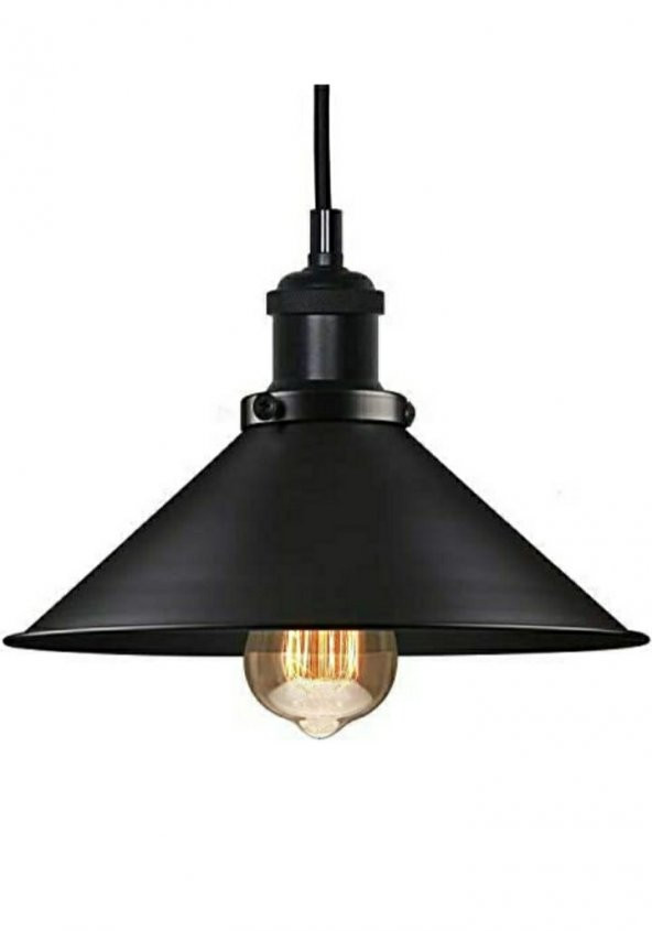 MYLİGHTS  RETRO RUSTİK METAL SARKIT AVİZE  MAT SİYAH  30 CM EN ürün görseli 1