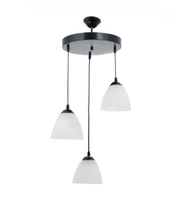 MYLİGHTS  MODERN SPOR AVİZE ÜÇLÜ  OPAL CAMLI  30 CM ürün görseli 1