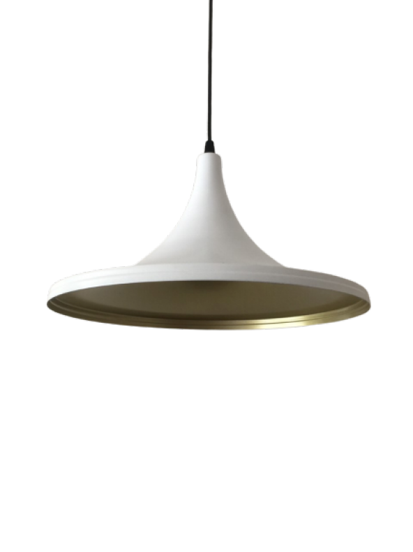 MYLİGHTS  37 CM  MAT BEYAZ  İÇİ ALTIN METAL SARKIT AVİZE RUSTİK RETRO TEKLİ ürün görseli 1