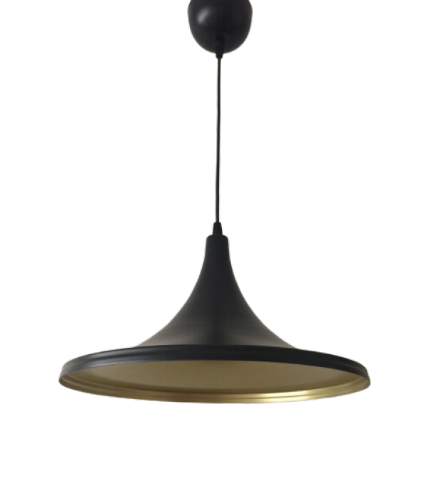MYLİGHTS  37 CM  MAT SİYAH  İÇİ ALTIN METAL SARKIT RUSTİK AVİZE RETRO TEKLİ ürün görseli 1