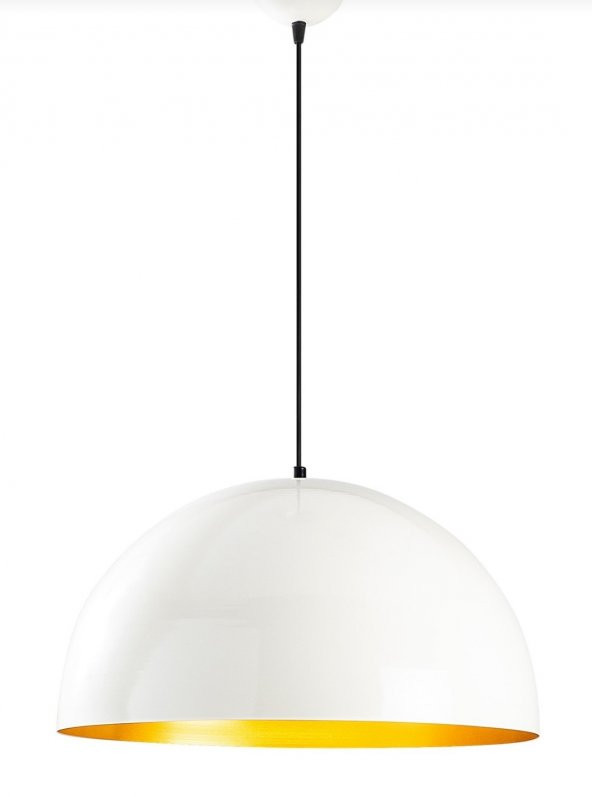 MYLİGHTS MODERN PARLAK BEYAZ  İÇİ ALTIN METAL SARKIT AVİZE 40 CM EN  E27 DYLU ürün görseli 1