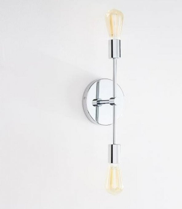 MYLİGHTS MODERN  KROM APLİK  İKİLİ DUVAR LAMBASI  E27 ürün görseli 1