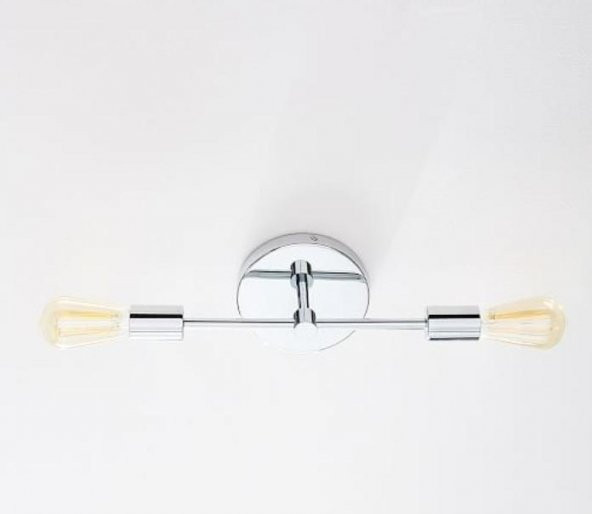 MYLİGHTS MODERN  KROM APLİK  İKİLİ DUVAR LAMBASI  E27 - Resim 2