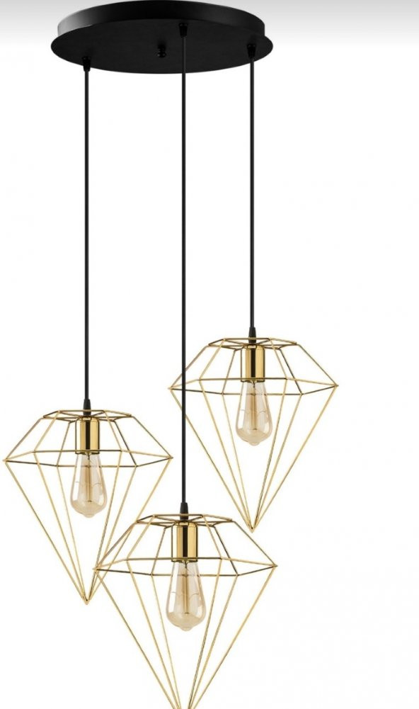 MYLİGHTS RETRO  RUSTİK  ÜÇLÜ GOLD   AVİZE E27 ürün görseli 1