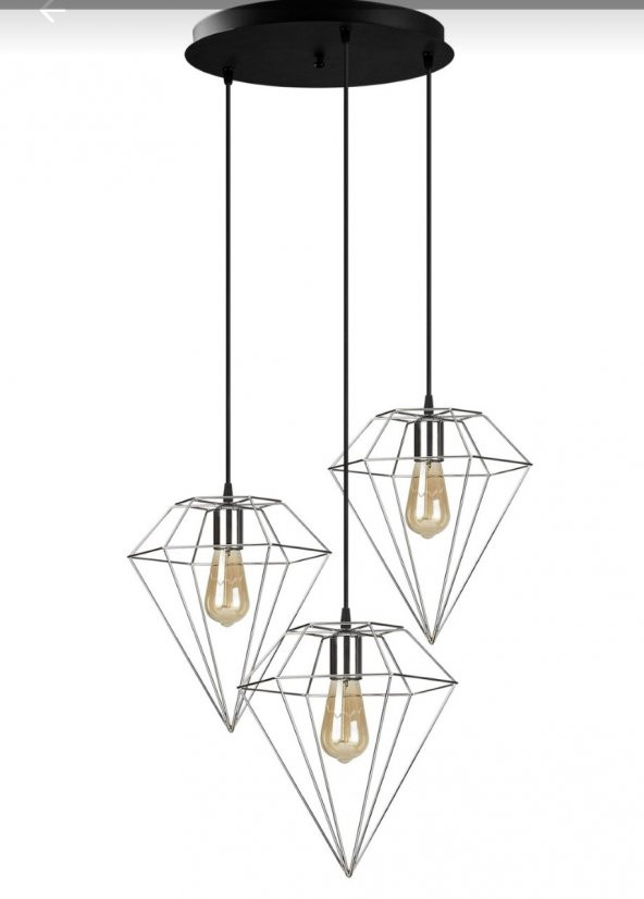 MYLİGHTS MODERN KROM  ÜÇLÜ SARKIT AVİZE ürün görseli 1