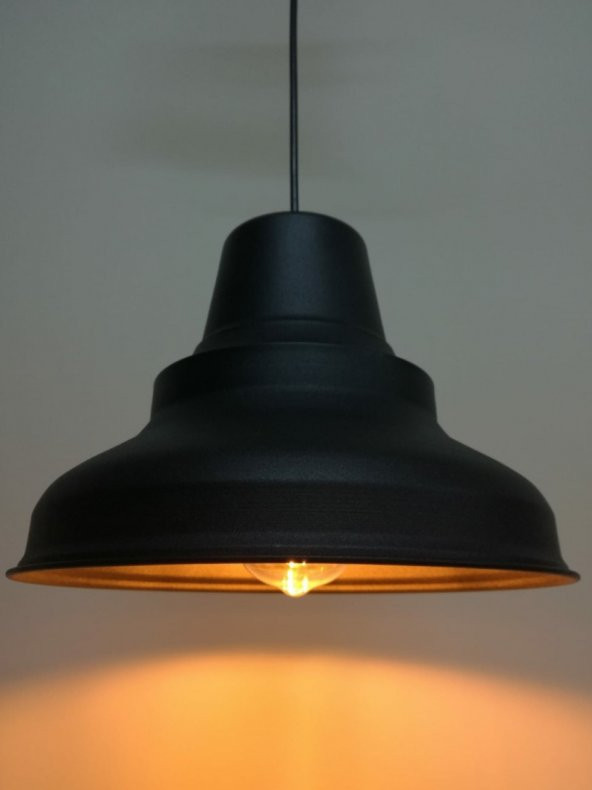 MYLİGHTS RETRO RUSTİK METAL SARKIT SİYAH  İÇİ ALTIN ürün görseli 1