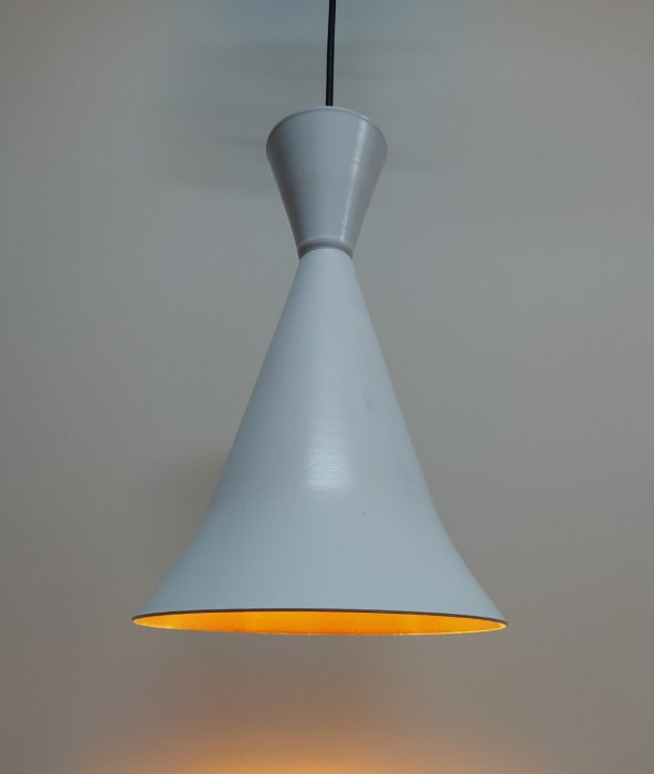 MYLİGHTS  RETRO BEYAZ  İÇİ ALTINMETAL SARKIT AVİZE KONİK AVİZE ürün görseli 1