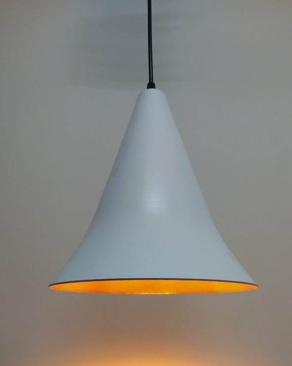 MYLİGHTS  RETRO RUSTİK METAL SARKIT BEYAZ  İÇİ ALTIN SARKIT AVİZE ürün görseli 1