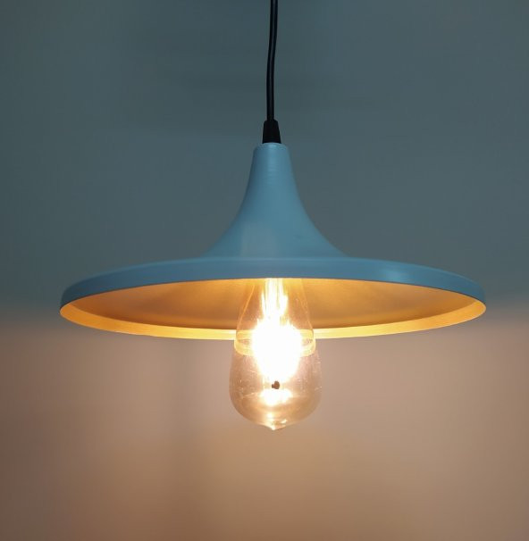 MYLİGHTS  RETRO RUSTİK BEYAZ  İÇİ SARI METAL SARKIT AVİZE ürün görseli 1