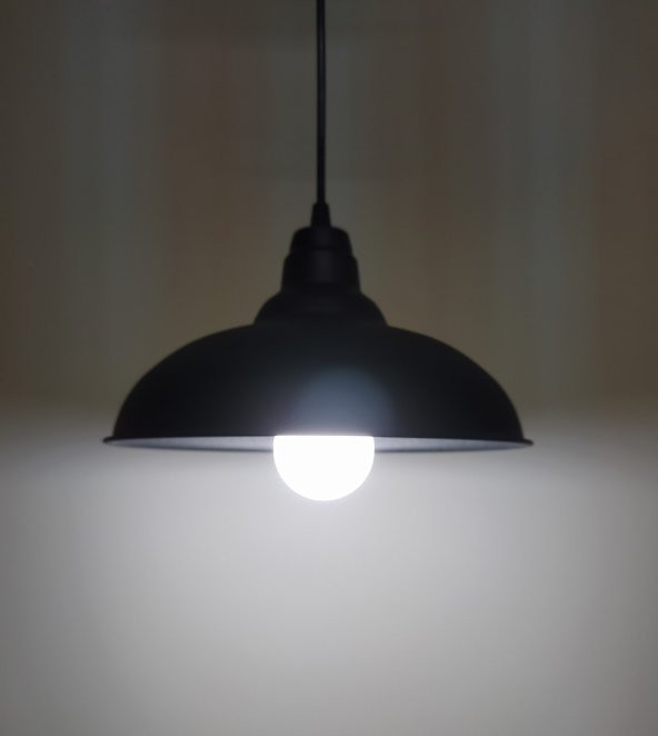 MYLİGHTS  RETRO SİYAH  İÇİ SİYAH METAL SARKIT AVİZE  RUSTİK TEKLİ SARKIT ürün görseli 1