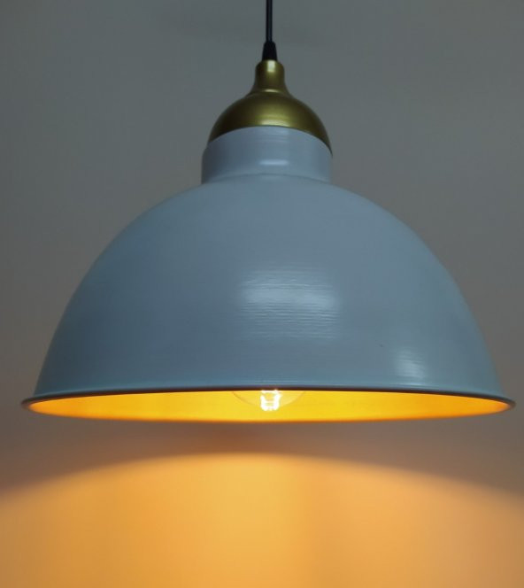 MYLİGHTS  RETRO RUSTİK BEYAZ  İÇİ ALTIN  METAL SARKIT AVİZE ALTIN ASKILI ürün görseli 1