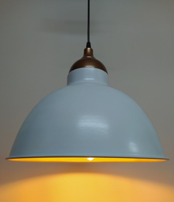 MYLİGHTS  RETRO  RUSTİK BEYAZ  İÇİ ALTIN BAKIR ASKILI METAL SARKIT ürün görseli 1
