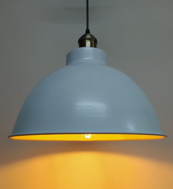 MYLİGHTS  BEYAZ İÇİ ALTIN METAL SARKIT AVİZE RUSTİK TEKLİ ürün görseli 1